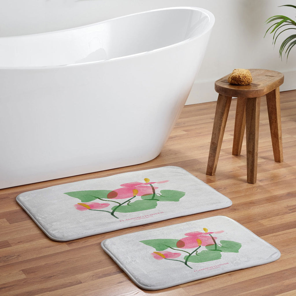 DENY Designs flamingo flower Memory Foam Bath Mat