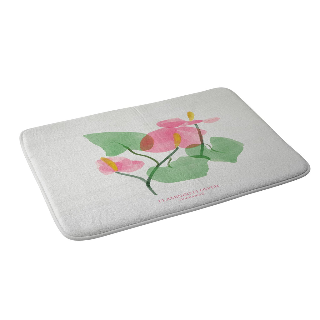 DENY Designs flamingo flower Memory Foam Bath Mat