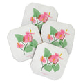 DENY Designs flamingo flower Coaster Set