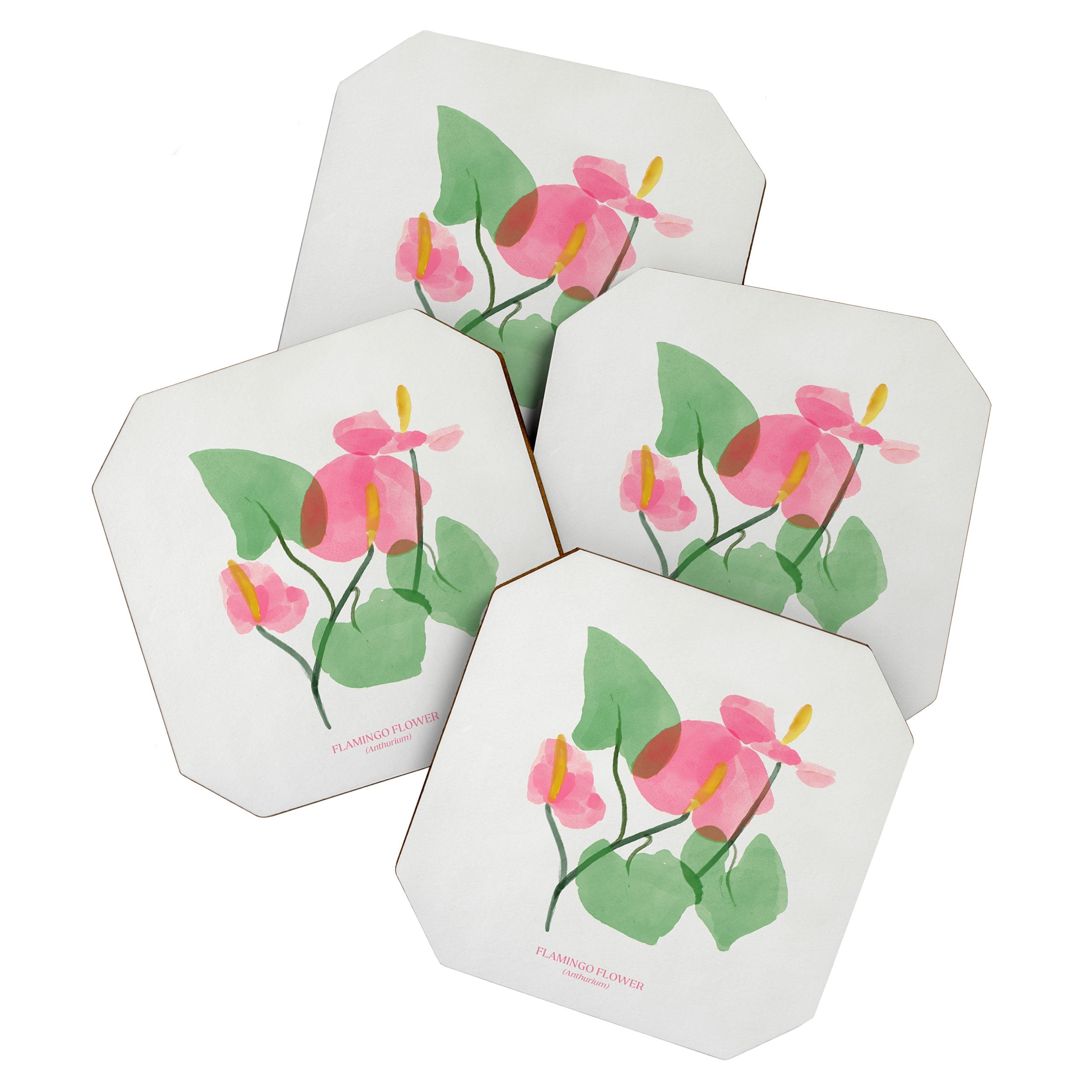 DENY Designs flamingo flower Coaster Set