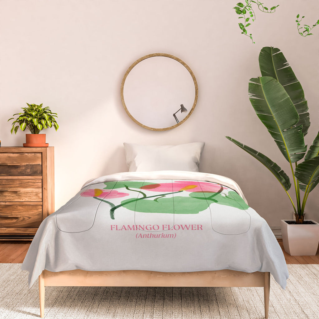 DENY Designs flamingo flower Comforter
