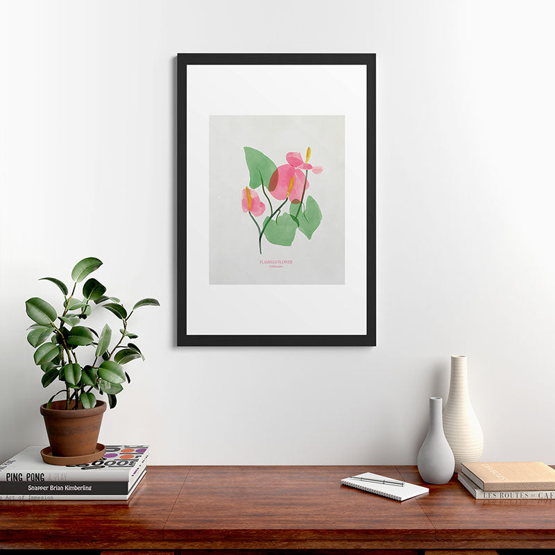 DENY Designs flamingo flower Framed Art Print