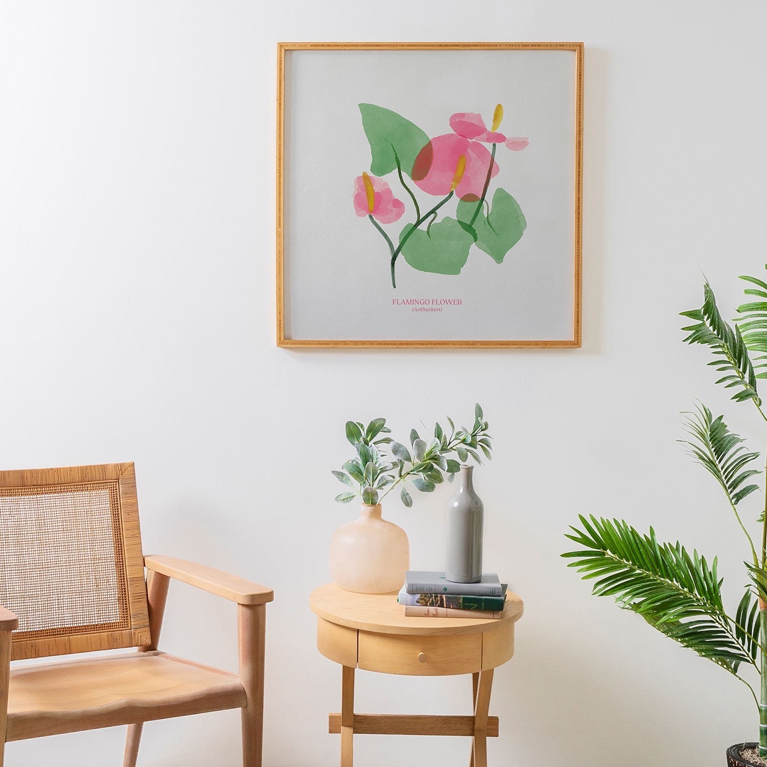 DENY Designs flamingo flower Framed Wall Art
