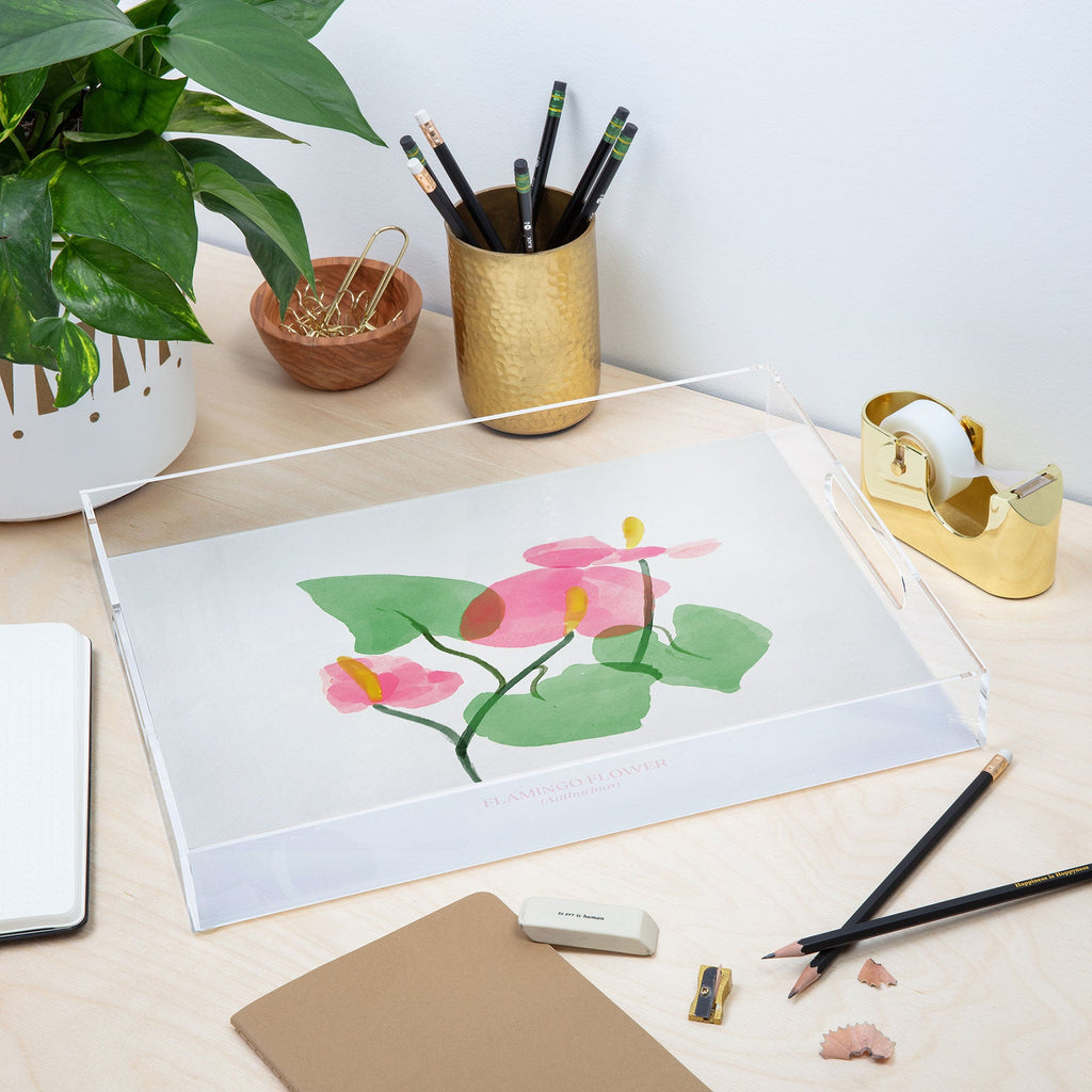 DENY Designs flamingo flower Acrylic Tray