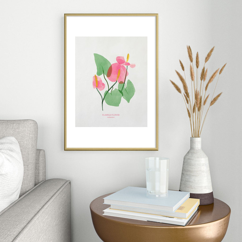 DENY Designs flamingo flower Metal Framed Art Print