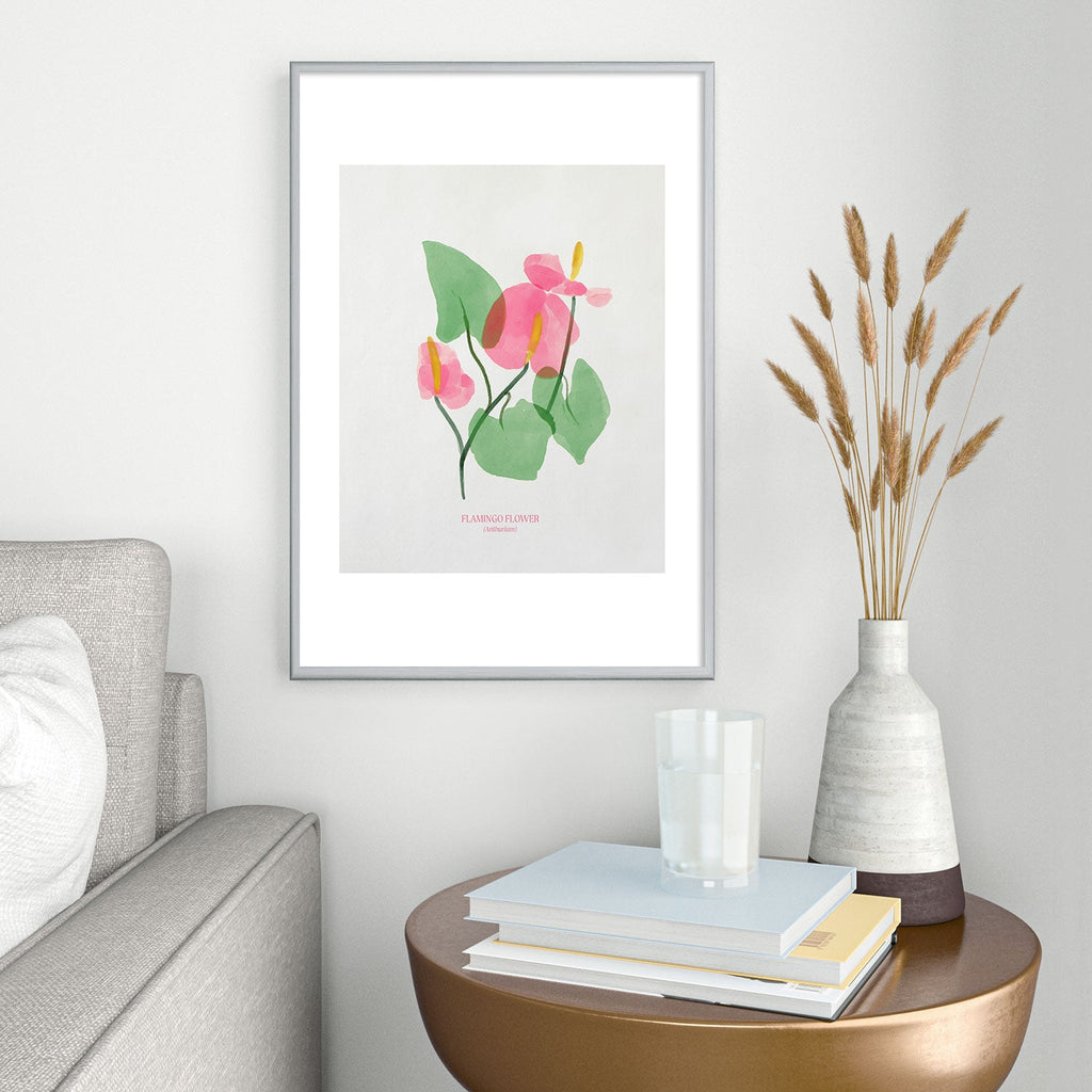 DENY Designs flamingo flower Metal Framed Art Print