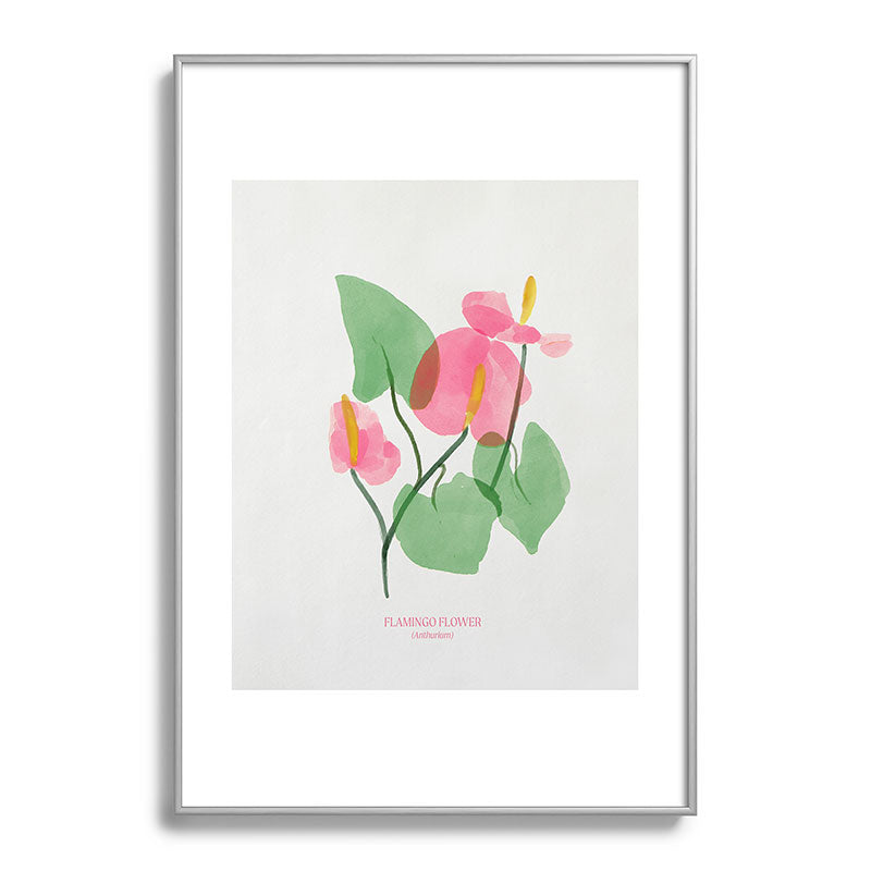 DENY Designs flamingo flower Metal Framed Art Print
