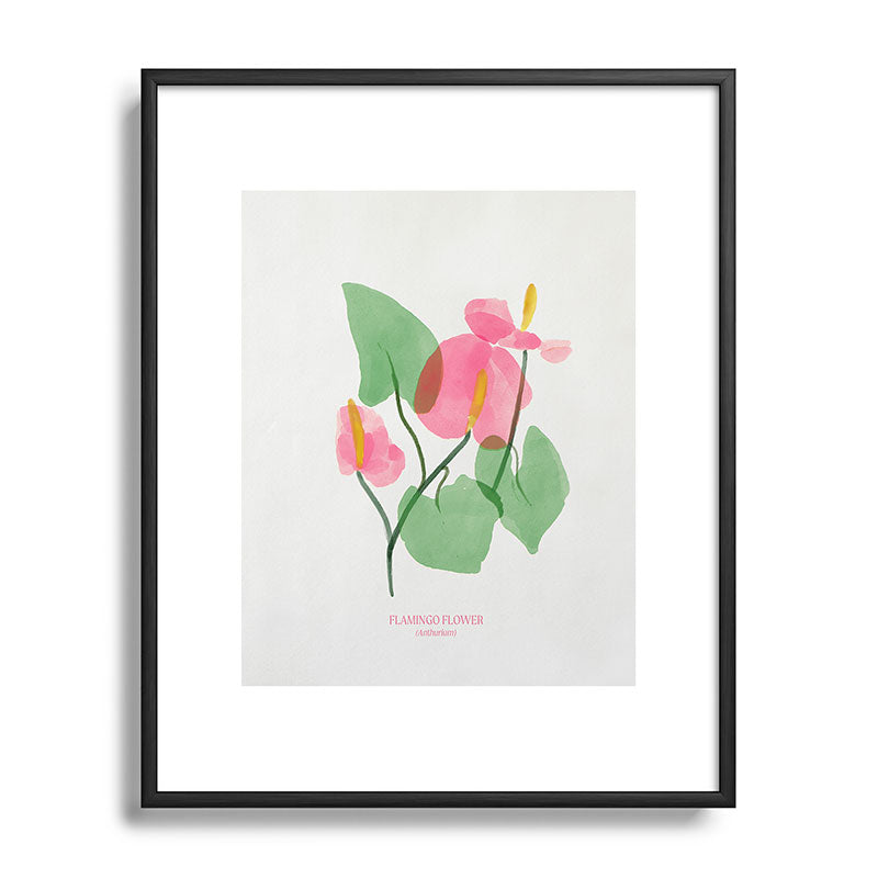 DENY Designs flamingo flower Metal Framed Art Print
