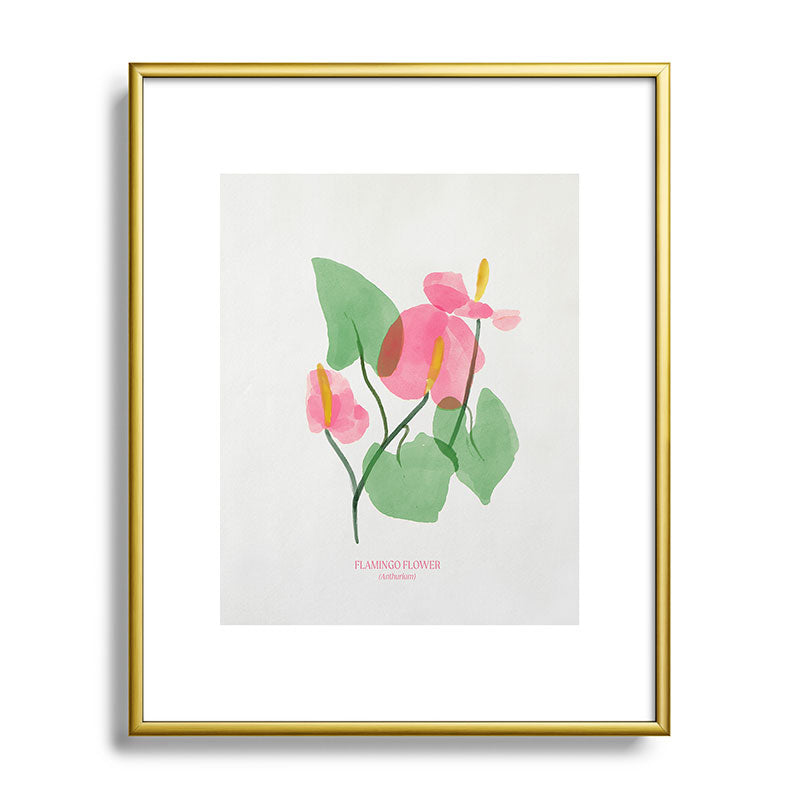 DENY Designs flamingo flower Metal Framed Art Print
