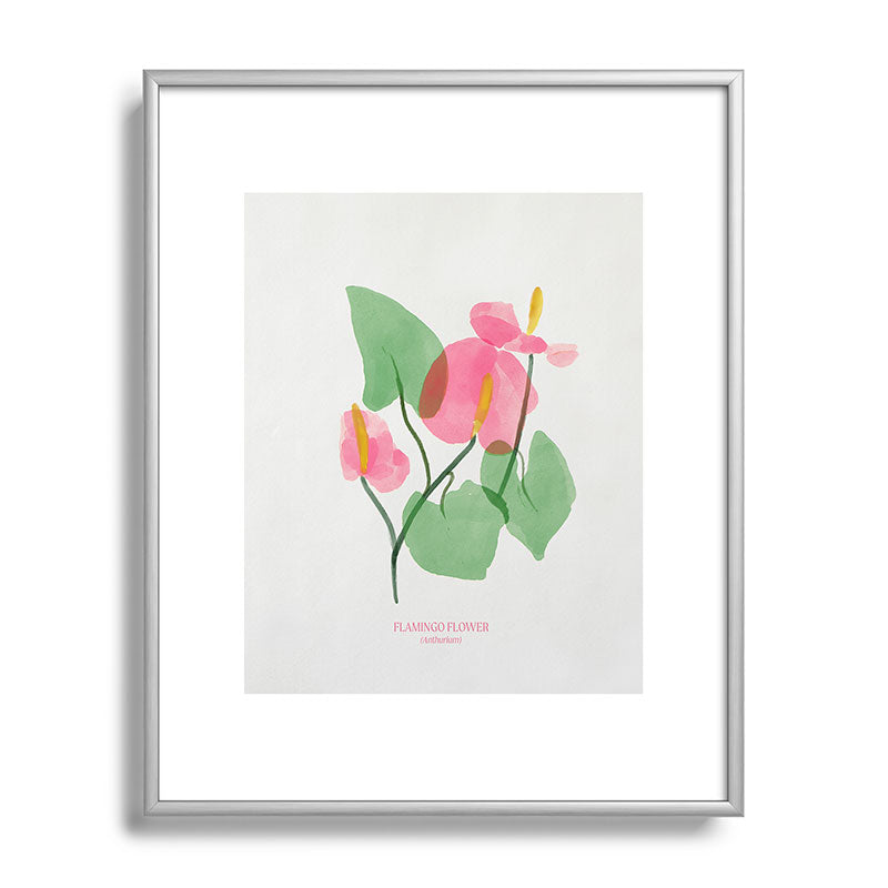 DENY Designs flamingo flower Metal Framed Art Print