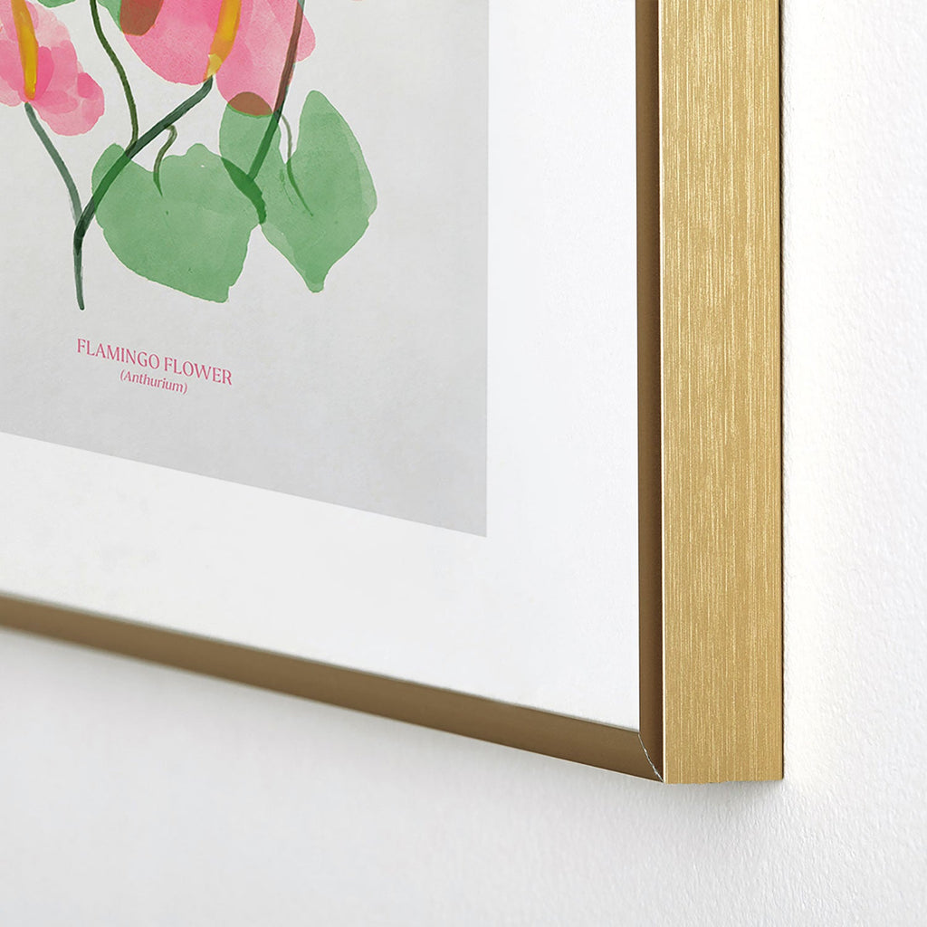 DENY Designs flamingo flower Metal Framed Art Print
