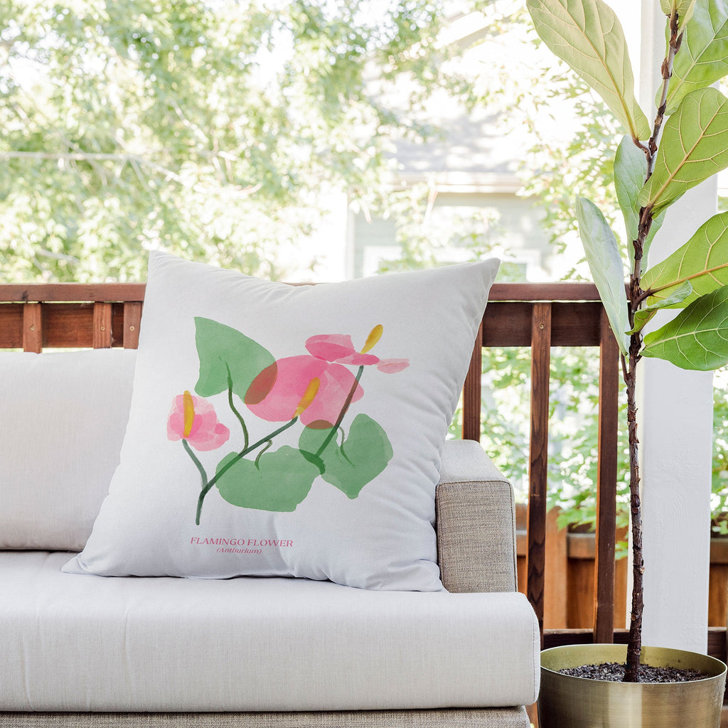DENY Designs flamingo flower Outdoor Throw Pillow