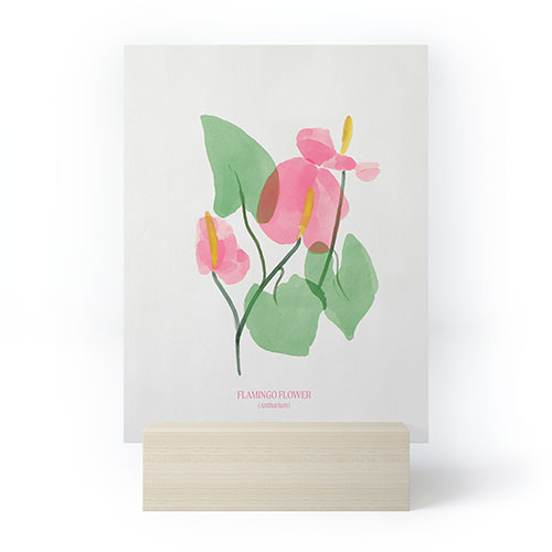 DENY Designs flamingo flower Mini Art Print
