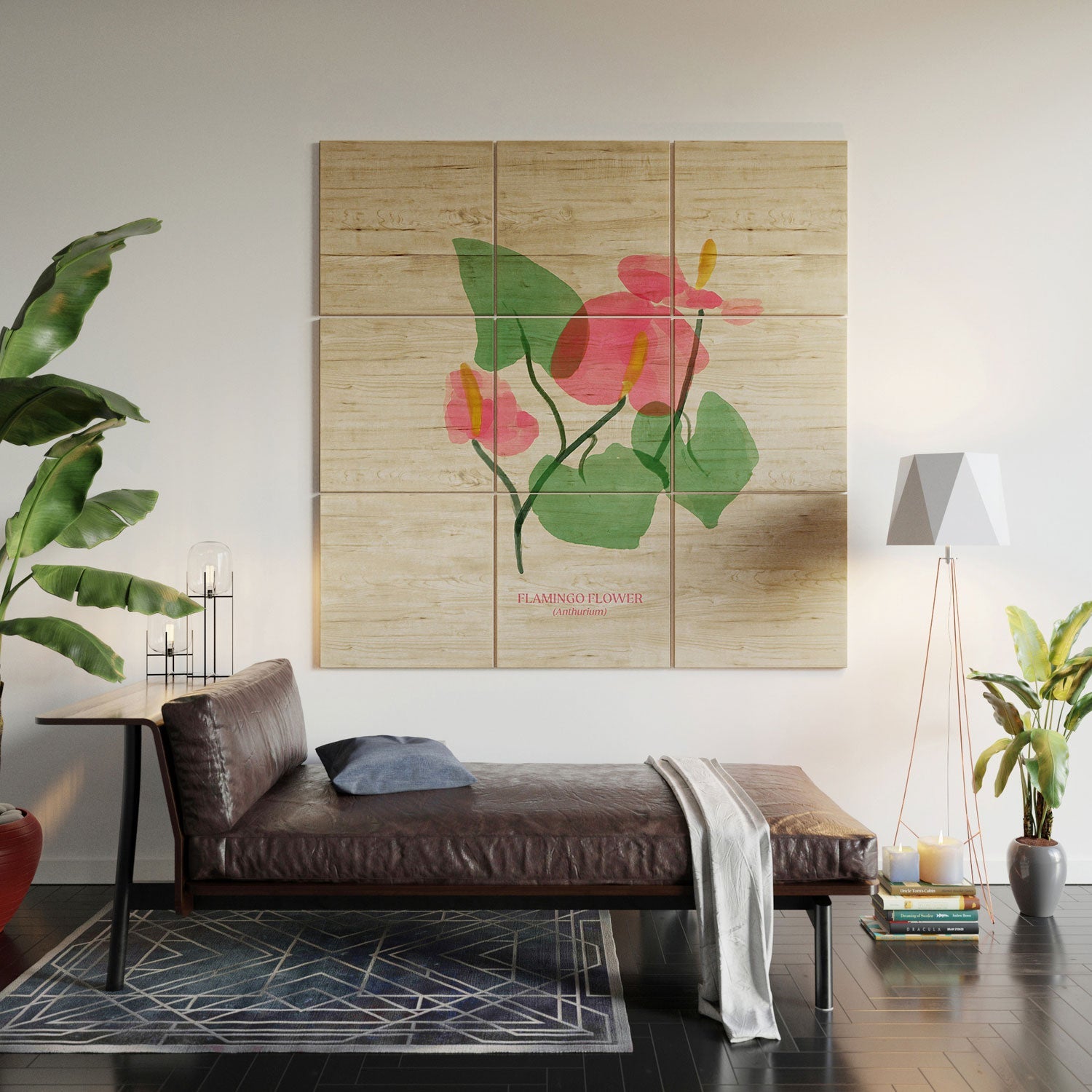 DENY Designs flamingo flower Wood Wall Mural