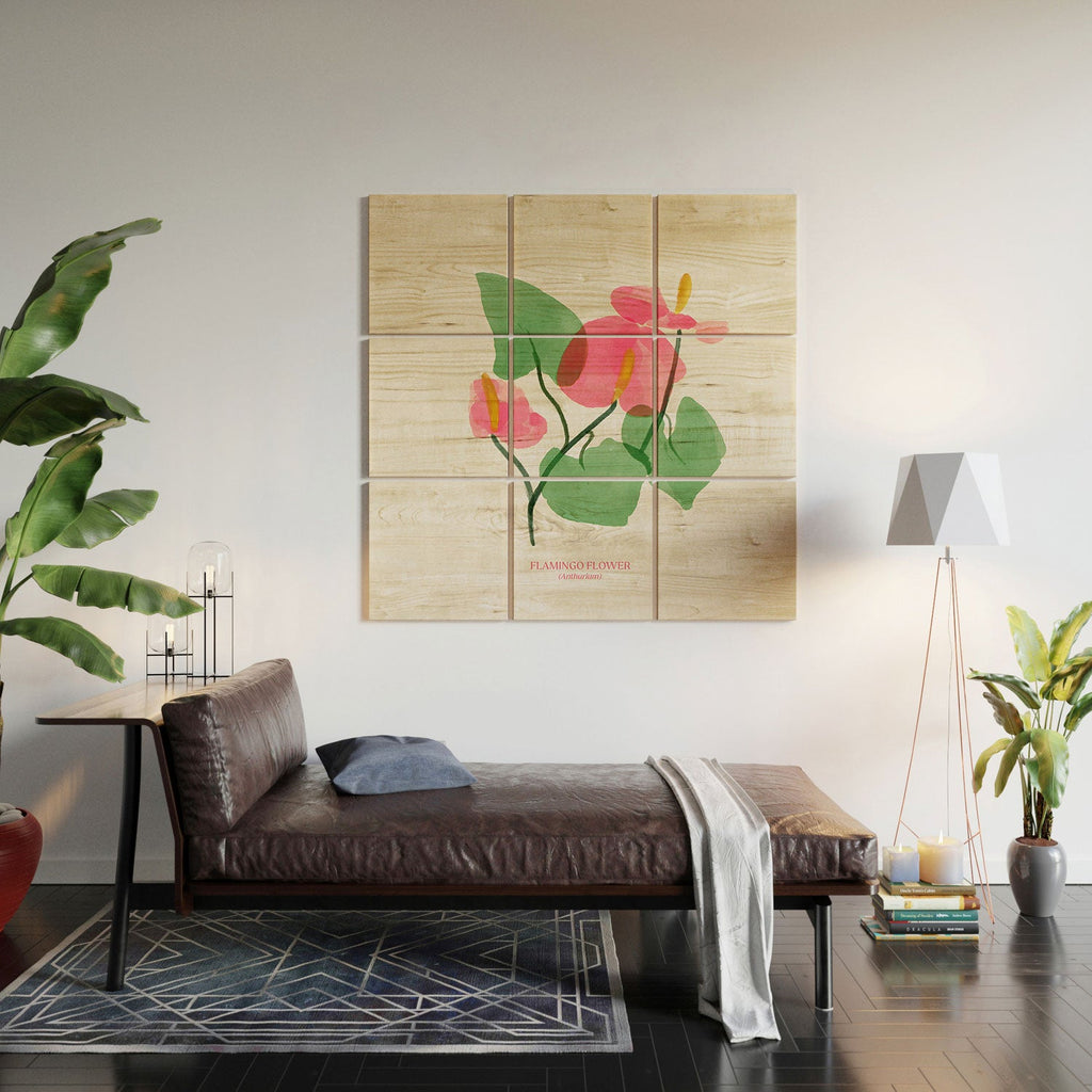 DENY Designs flamingo flower Wood Wall Mural