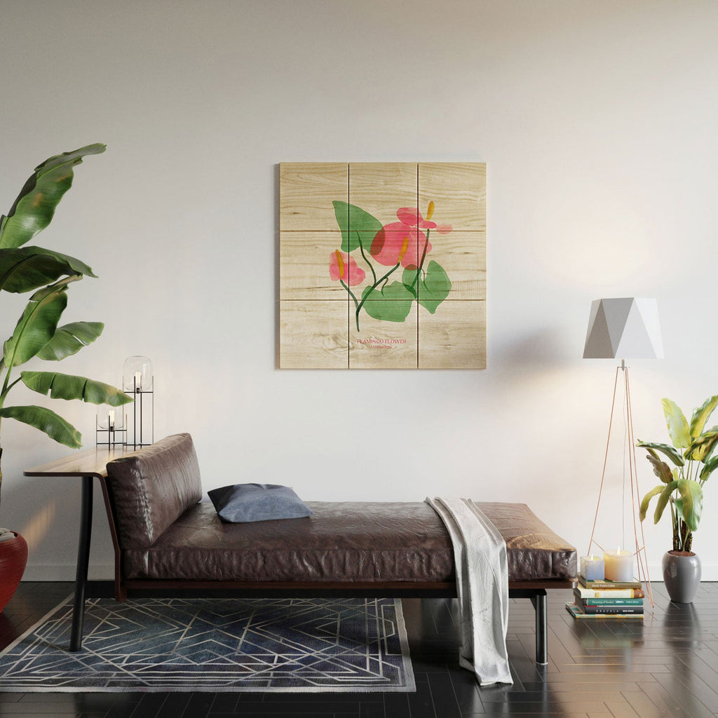 DENY Designs flamingo flower Wood Wall Mural