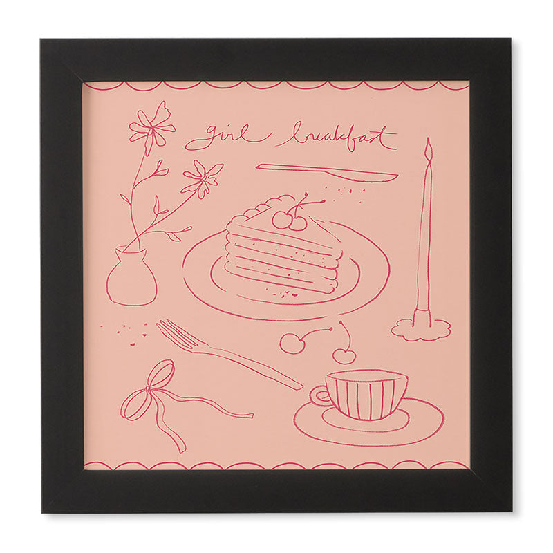 DENY Designs girl breakfast Framed Wall Art