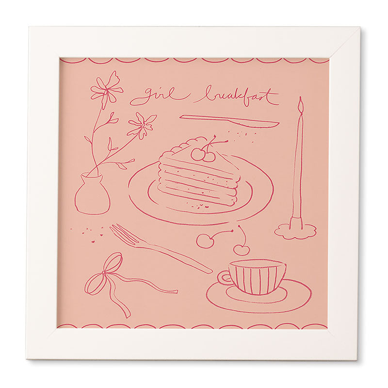 DENY Designs girl breakfast Framed Wall Art