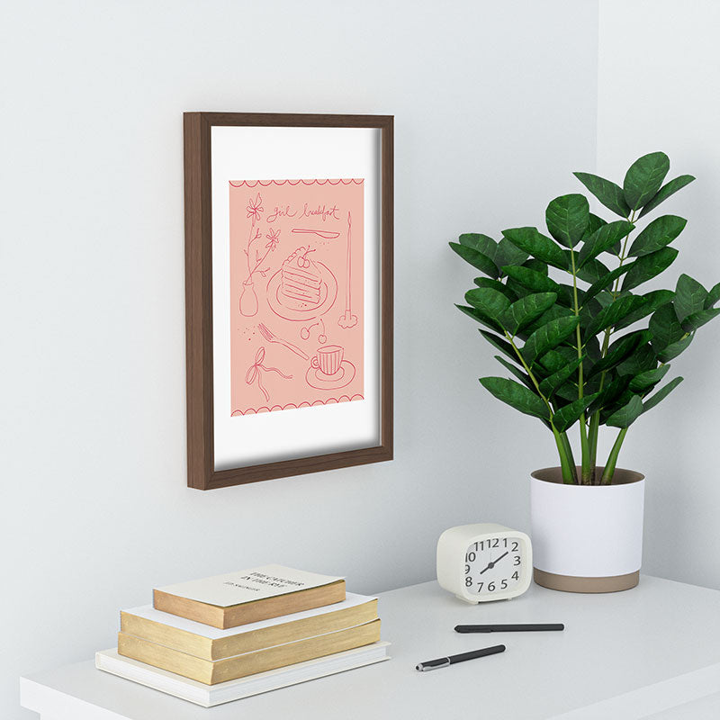 DENY Designs girl breakfast Recessed Framing Rectangle