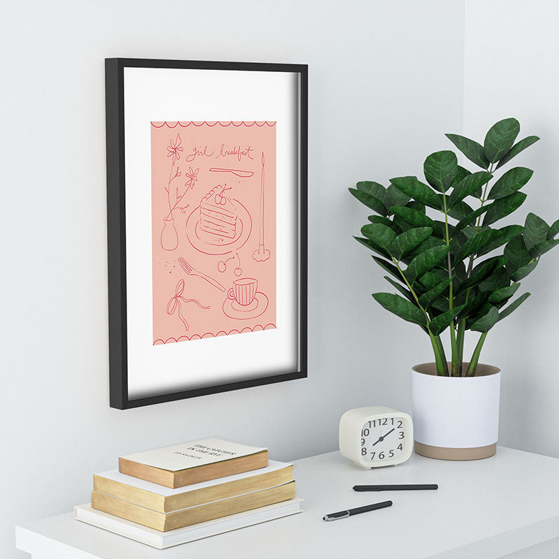 DENY Designs girl breakfast Recessed Framing Rectangle