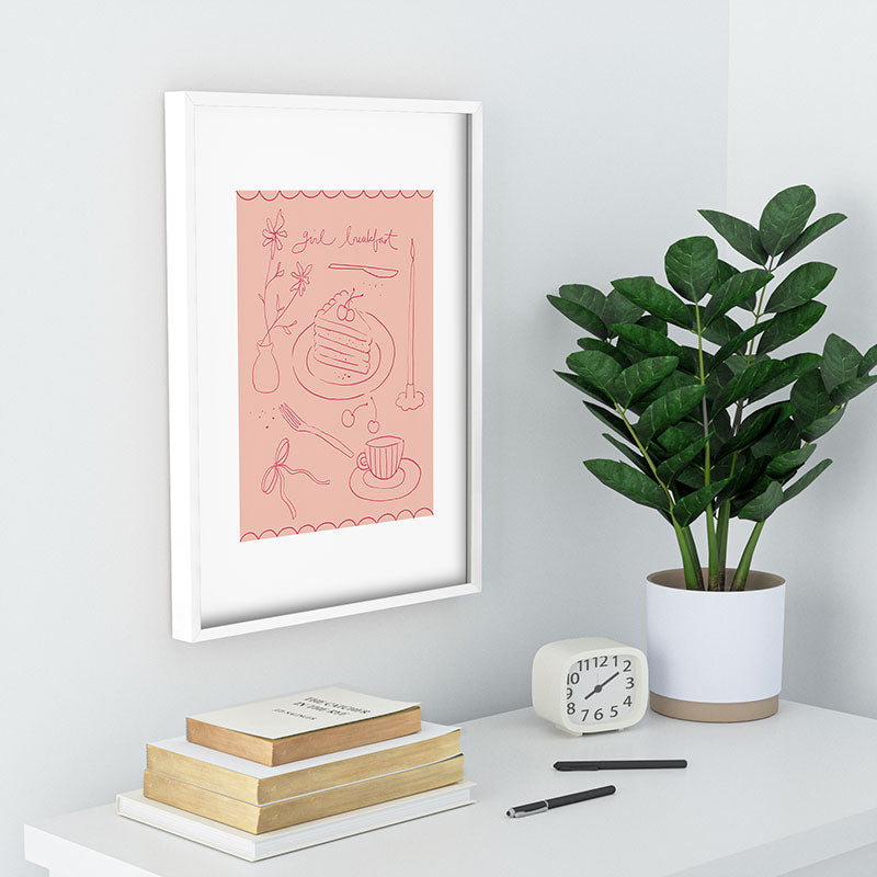 DENY Designs girl breakfast Recessed Framing Rectangle