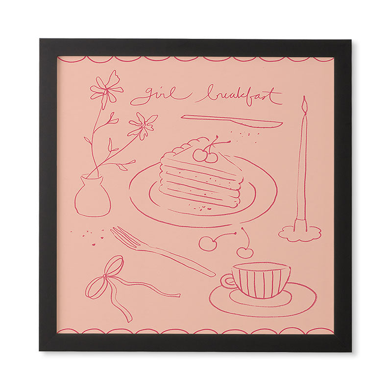 DENY Designs girl breakfast Framed Wall Art