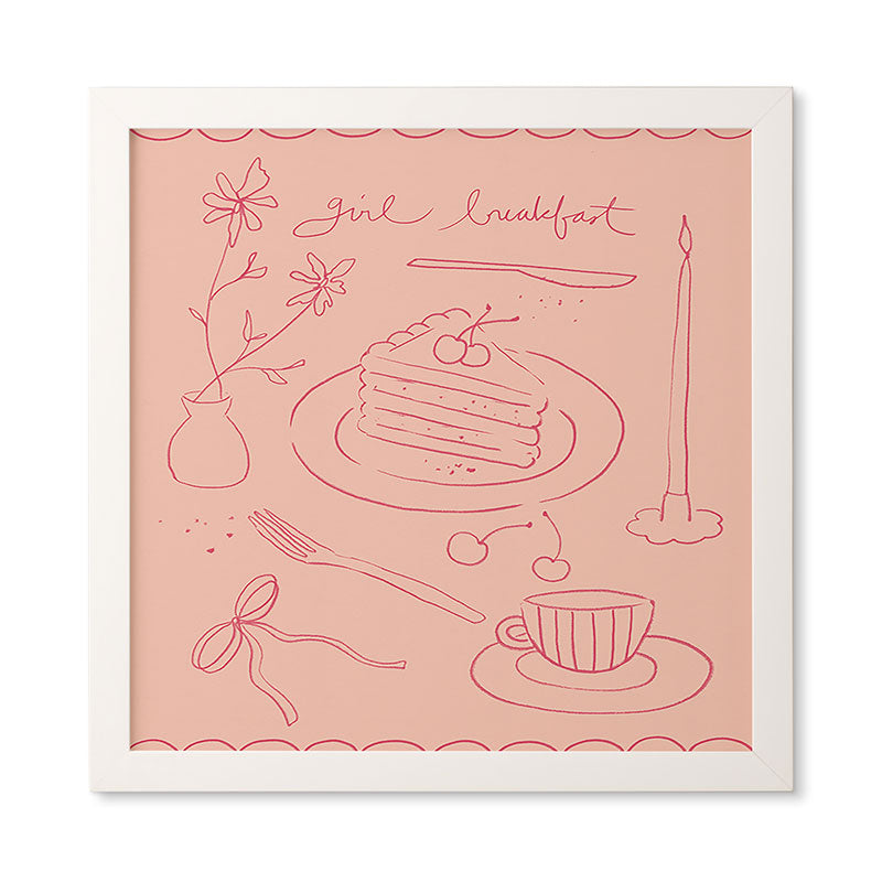 DENY Designs girl breakfast Framed Wall Art