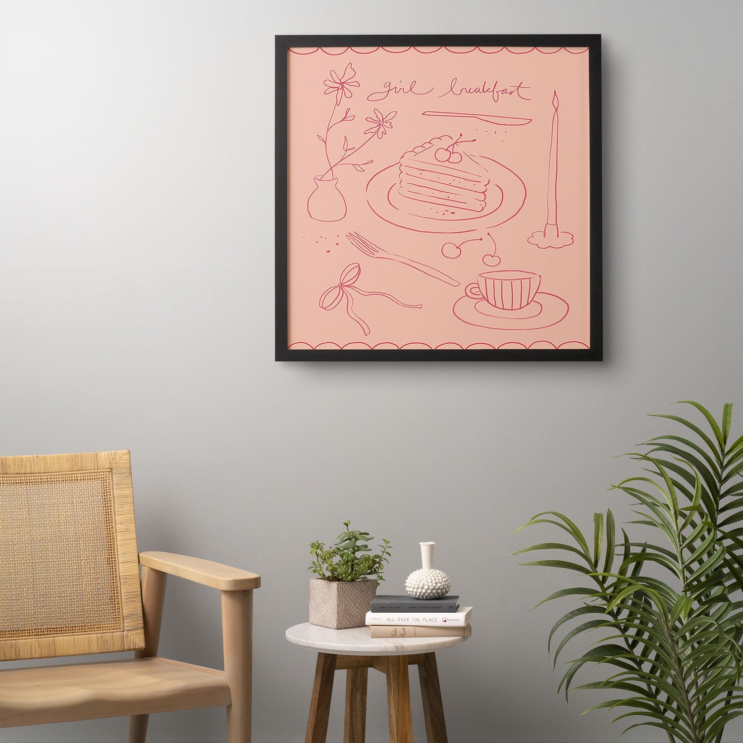 DENY Designs girl breakfast Framed Wall Art