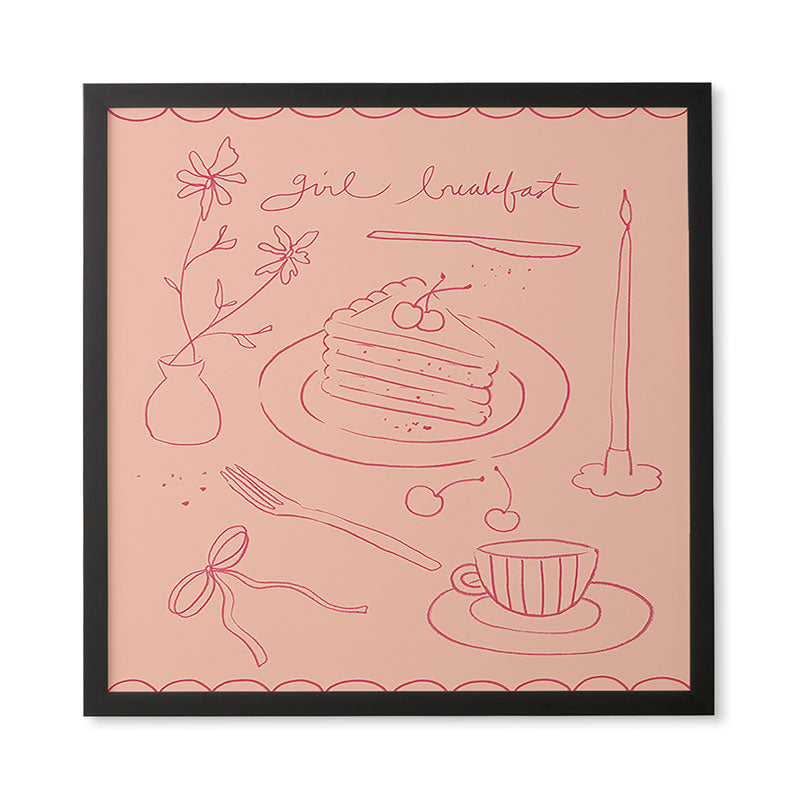 DENY Designs girl breakfast Framed Wall Art