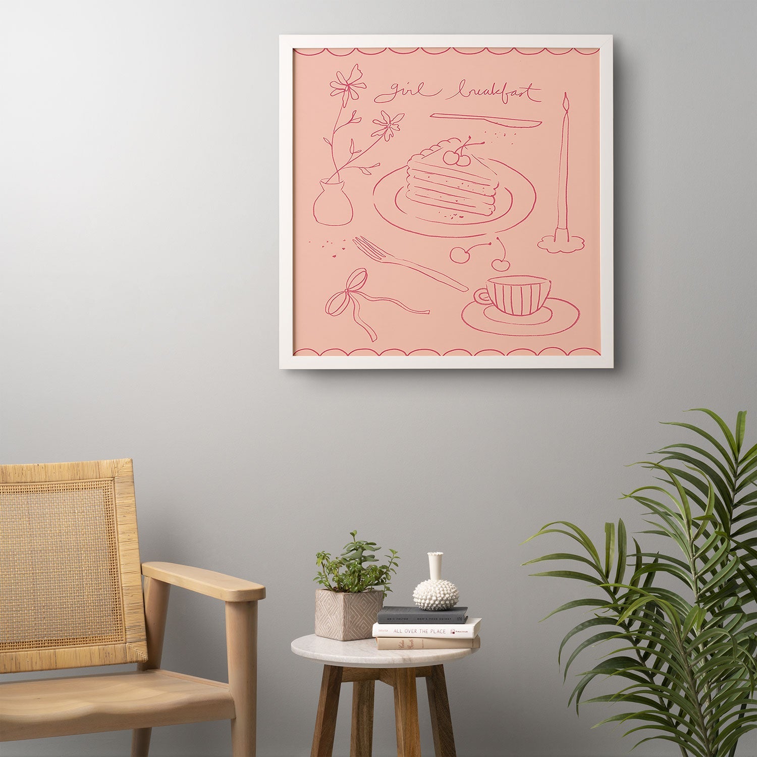 DENY Designs girl breakfast Framed Wall Art