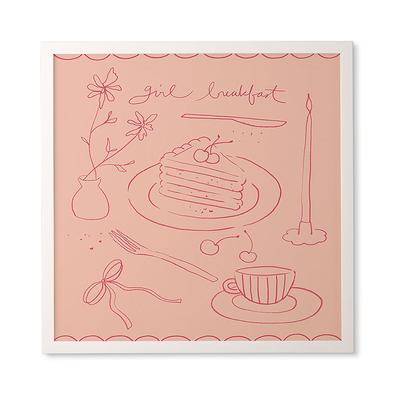 DENY Designs girl breakfast Framed Wall Art