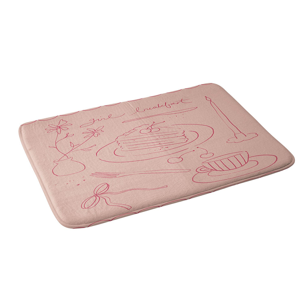 DENY Designs girl breakfast Memory Foam Bath Mat