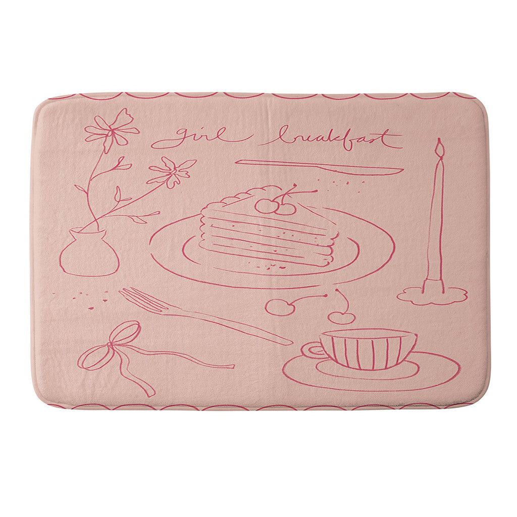 DENY Designs girl breakfast Memory Foam Bath Mat