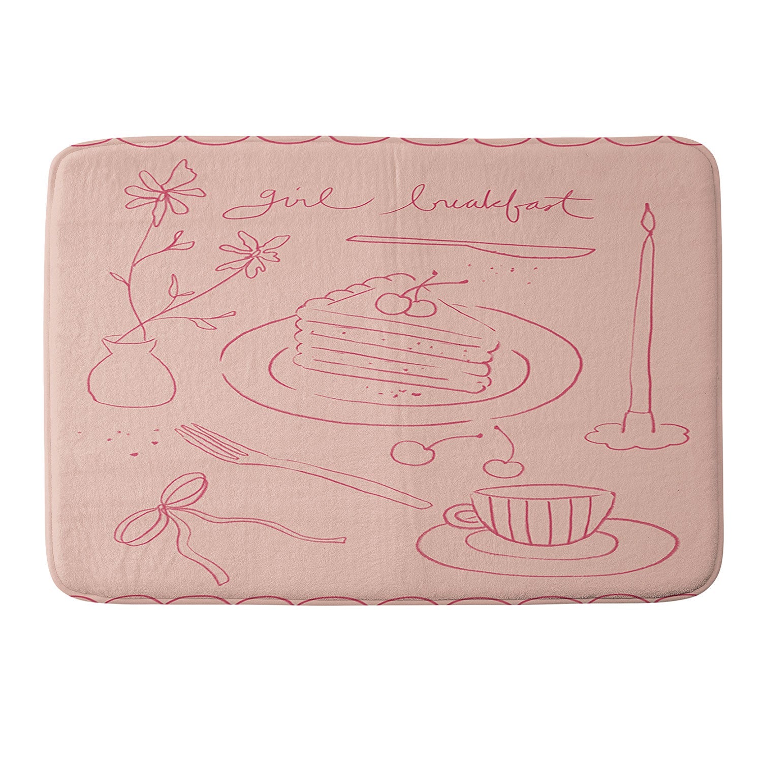 DENY Designs girl breakfast Memory Foam Bath Mat