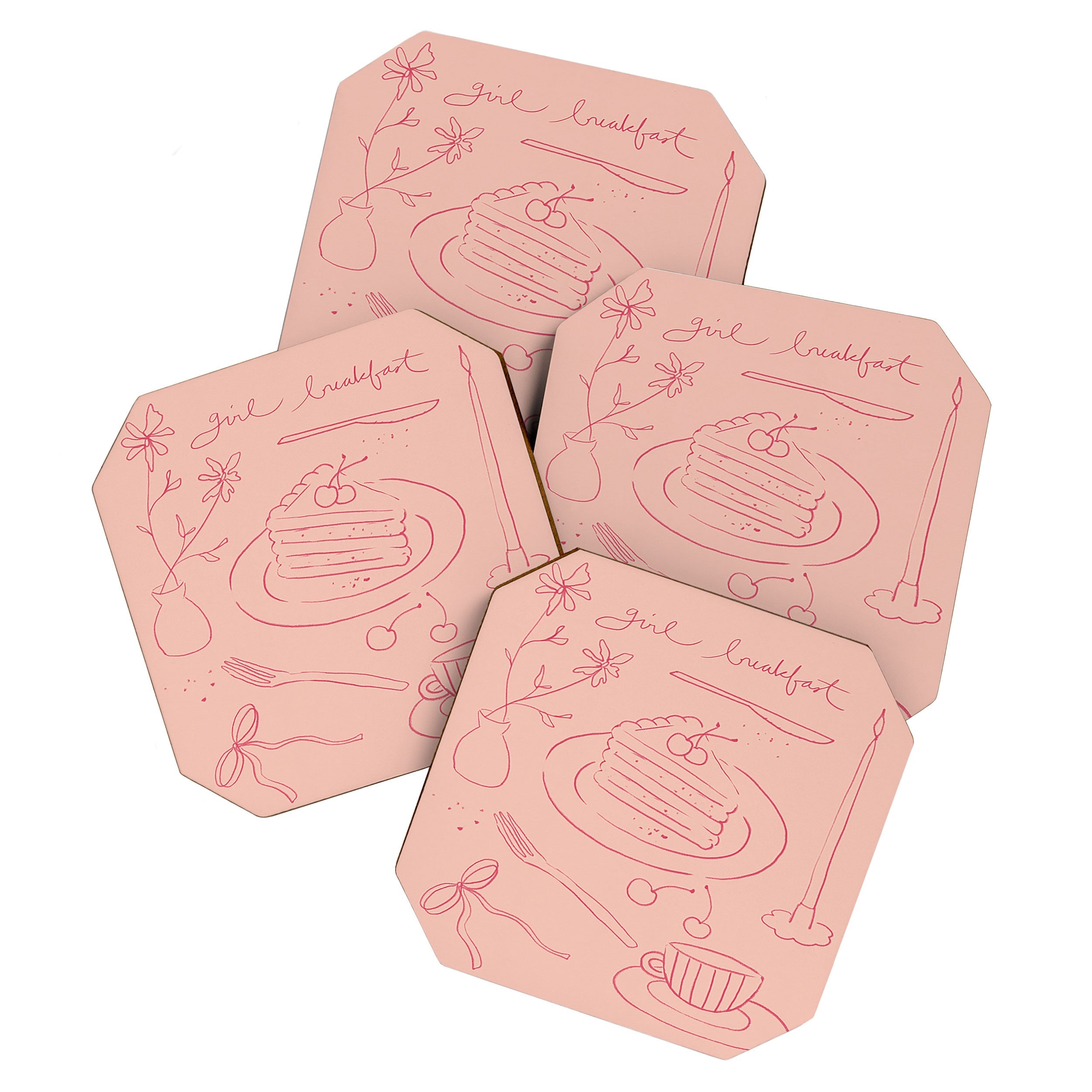 DENY Designs girl breakfast Coaster Set
