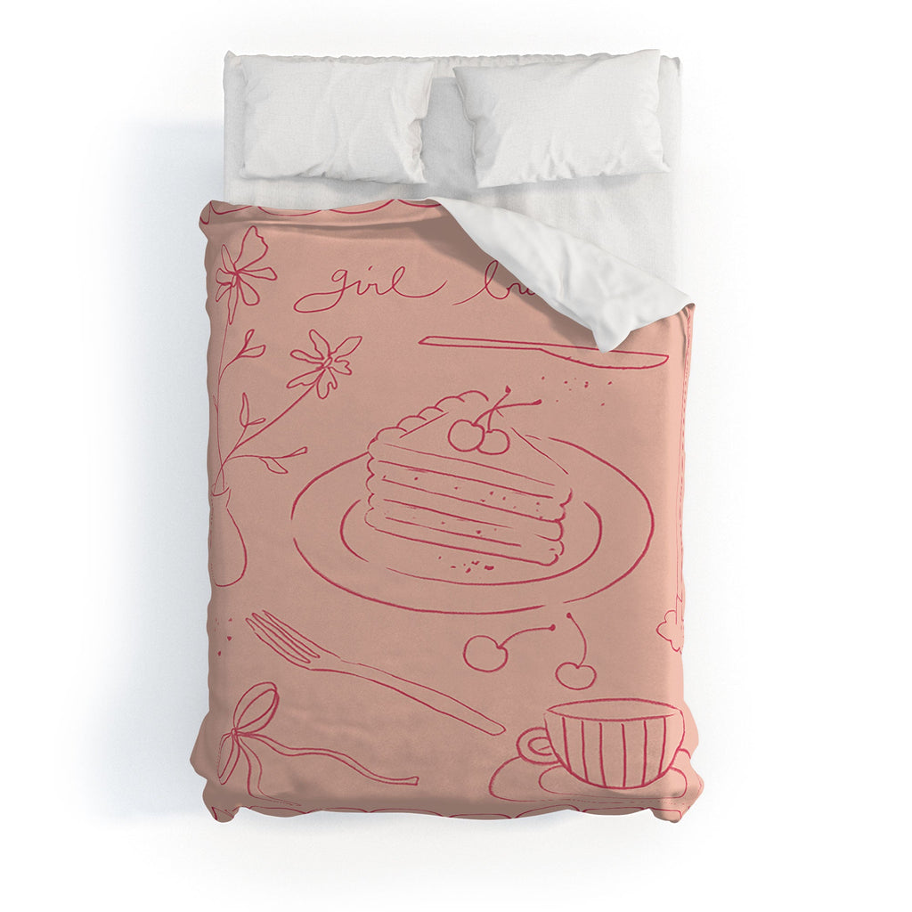 DENY Designs girl breakfast Duvet Cover