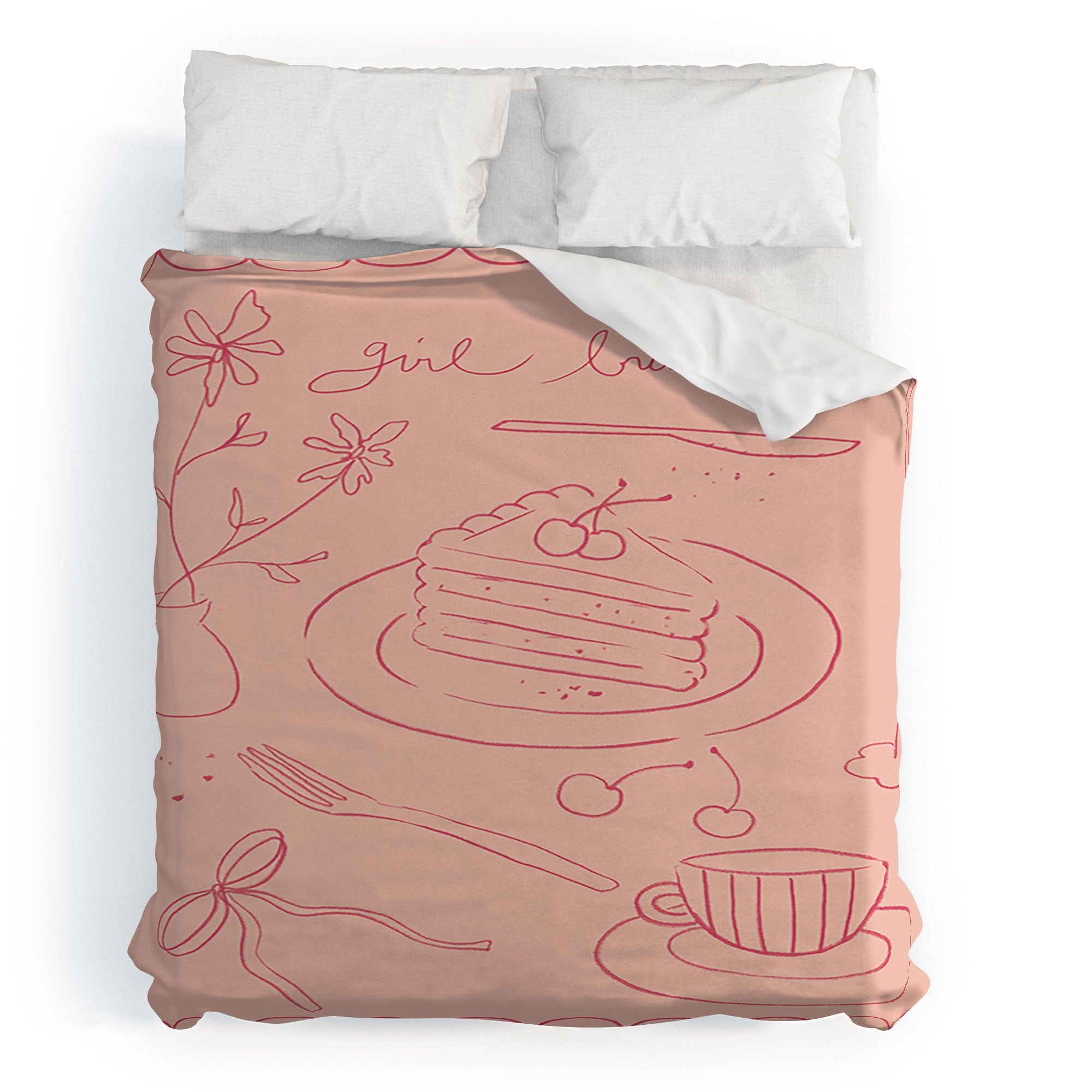 DENY Designs girl breakfast Duvet Cover