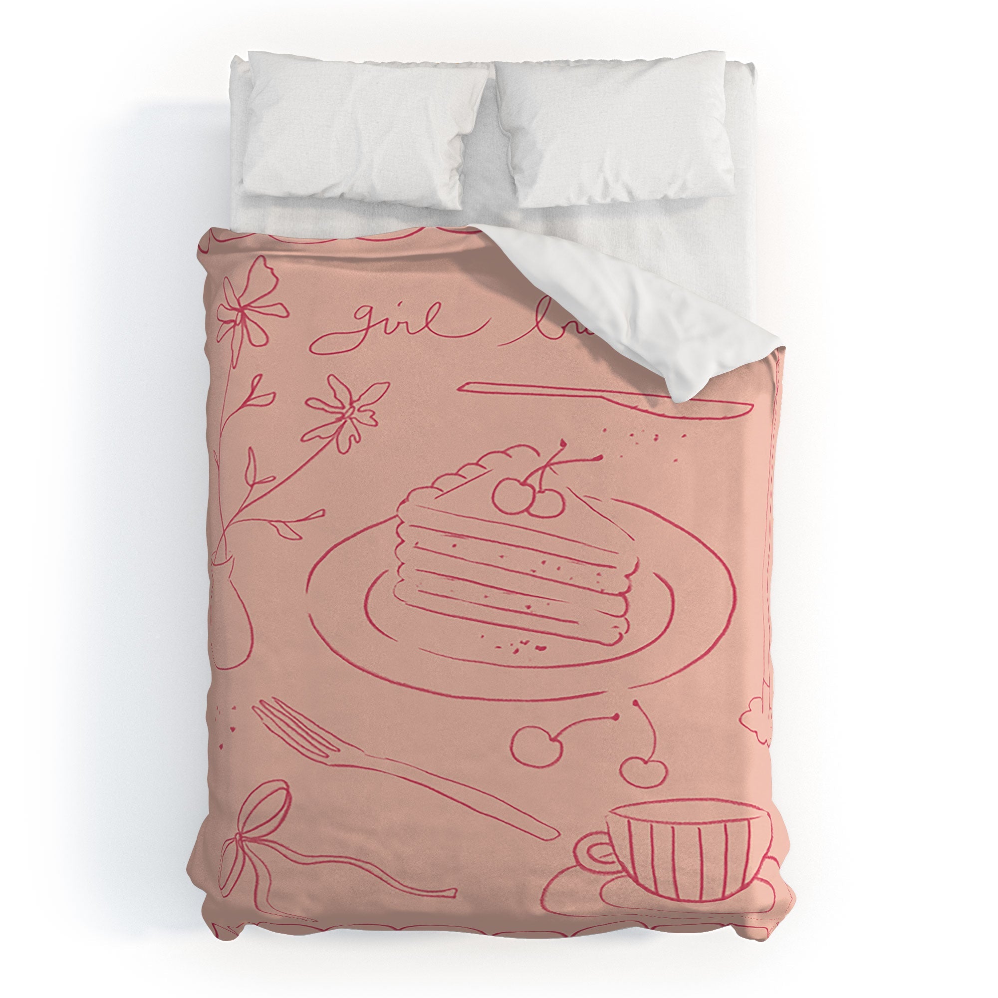 DENY Designs girl breakfast Duvet Cover