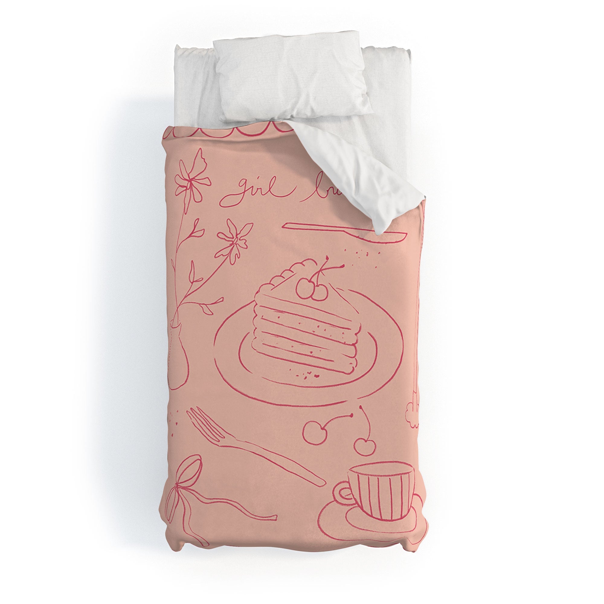 DENY Designs girl breakfast Duvet Cover
