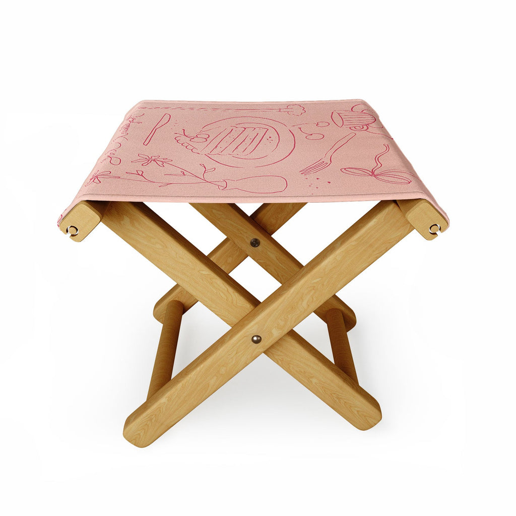 DENY Designs girl breakfast Folding Stool