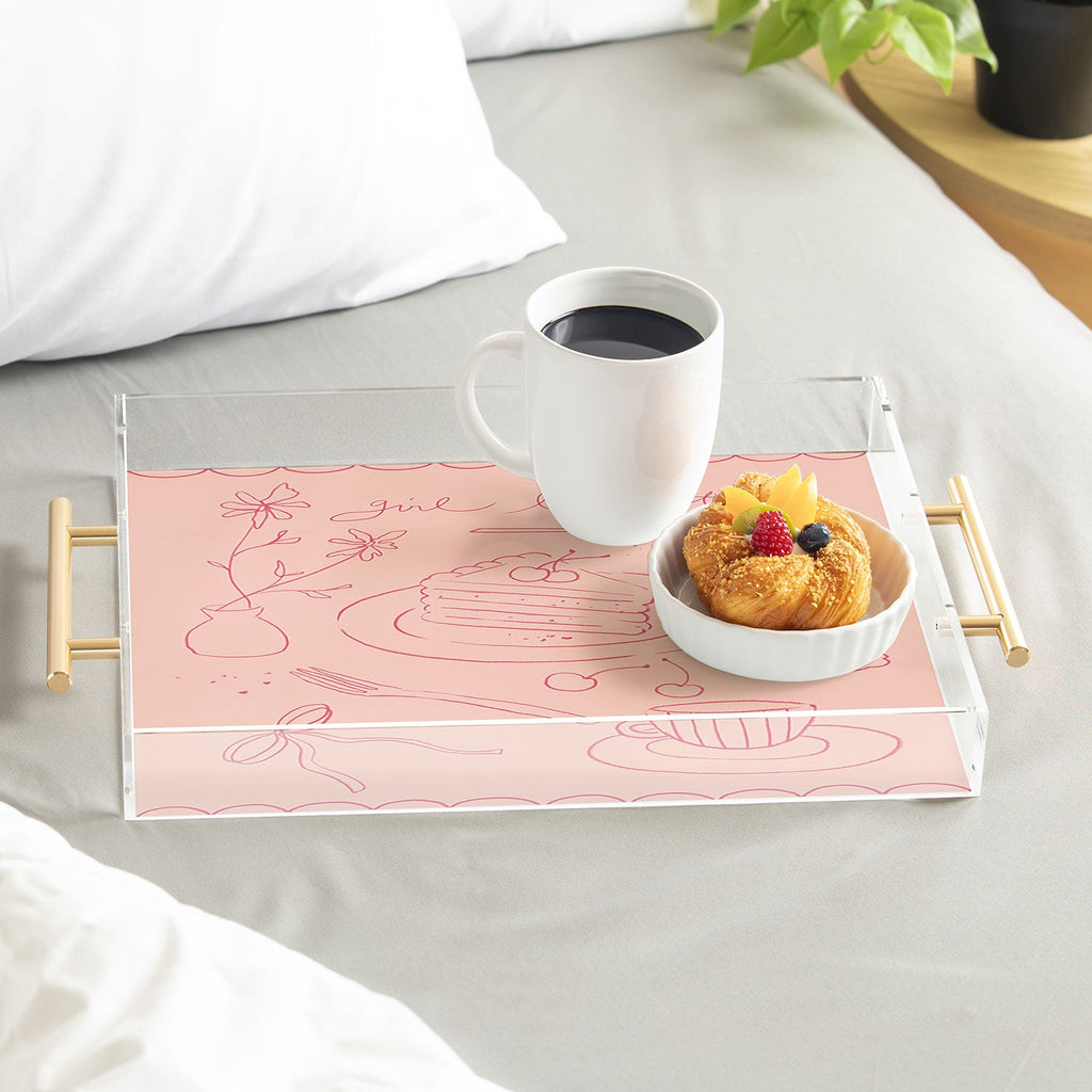 DENY Designs girl breakfast Acrylic Tray
