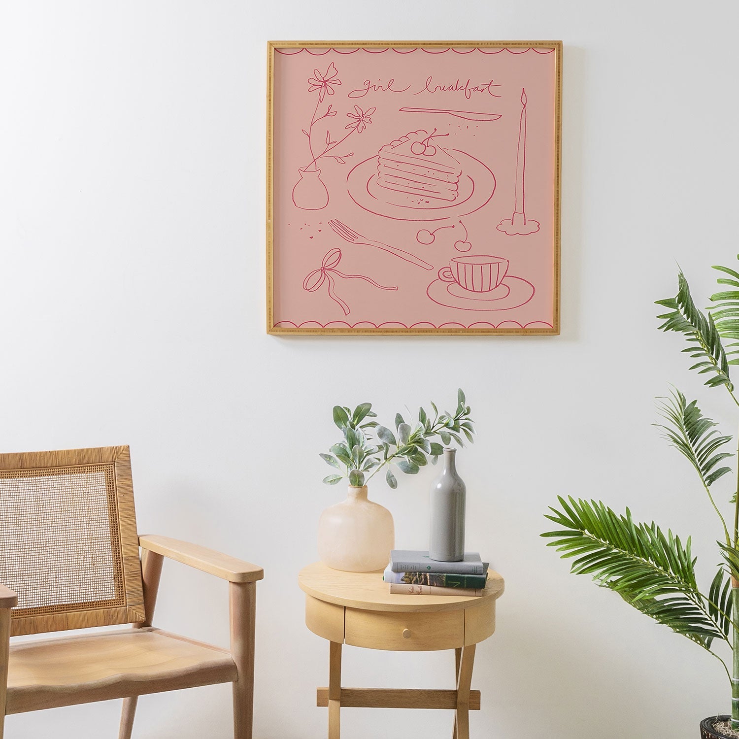 DENY Designs girl breakfast Framed Wall Art