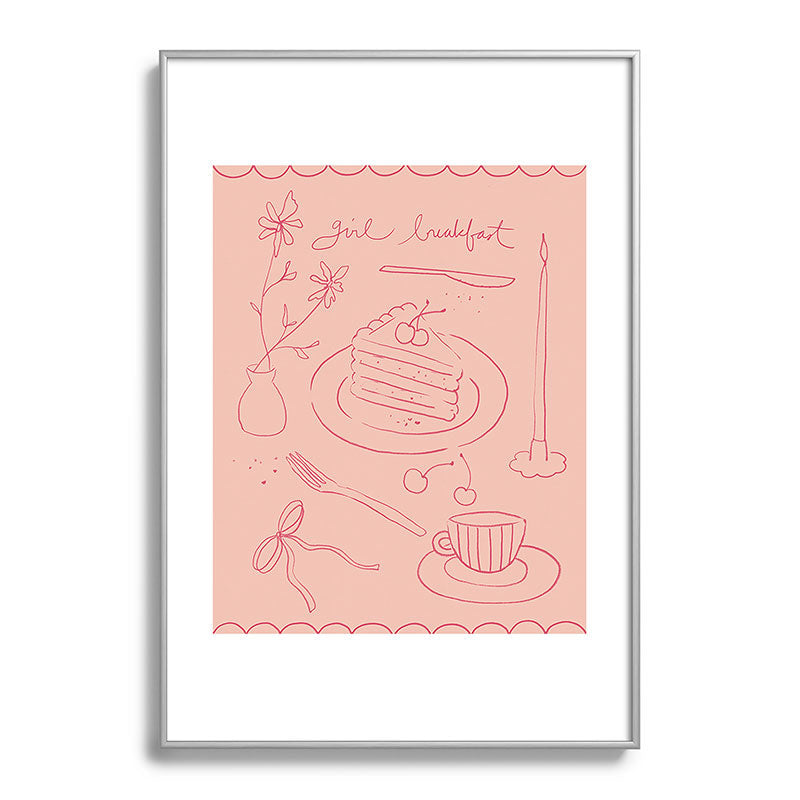 DENY Designs girl breakfast Metal Framed Art Print
