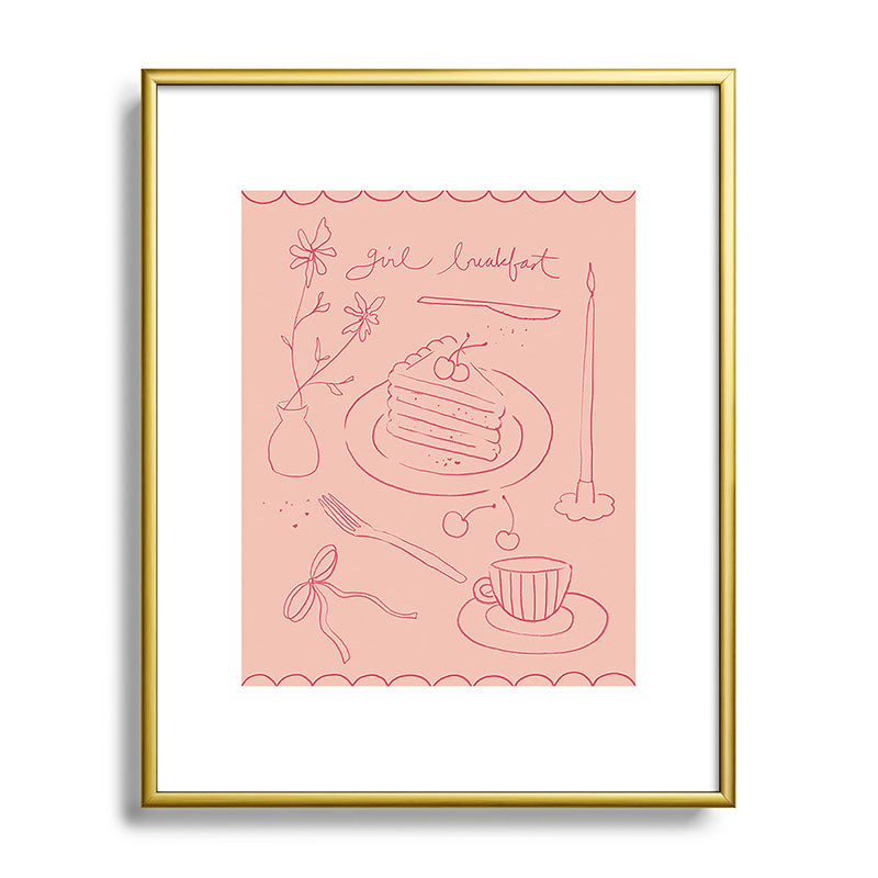 DENY Designs girl breakfast Metal Framed Art Print