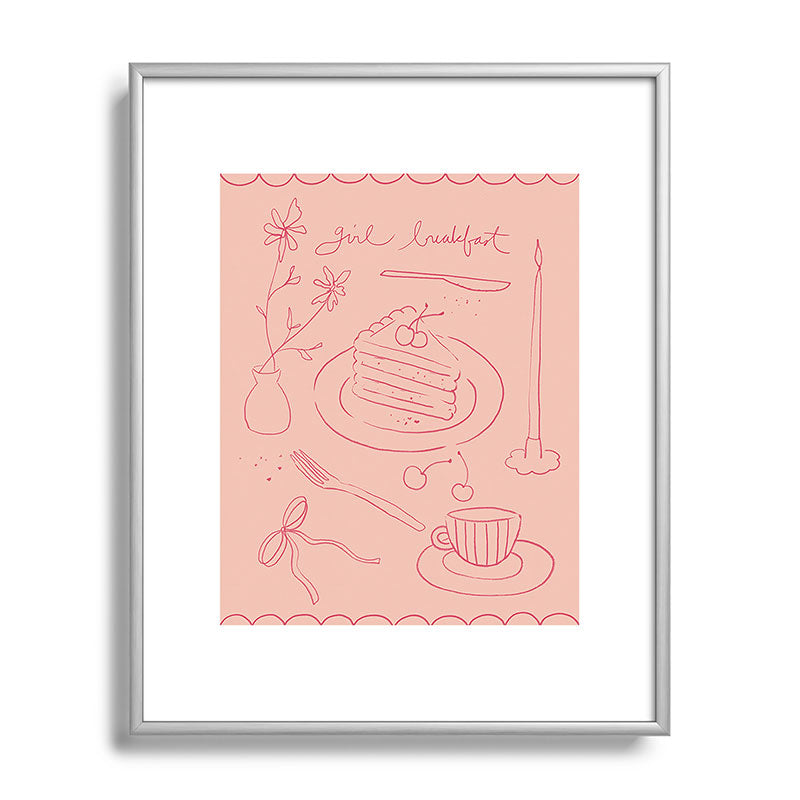 DENY Designs girl breakfast Metal Framed Art Print