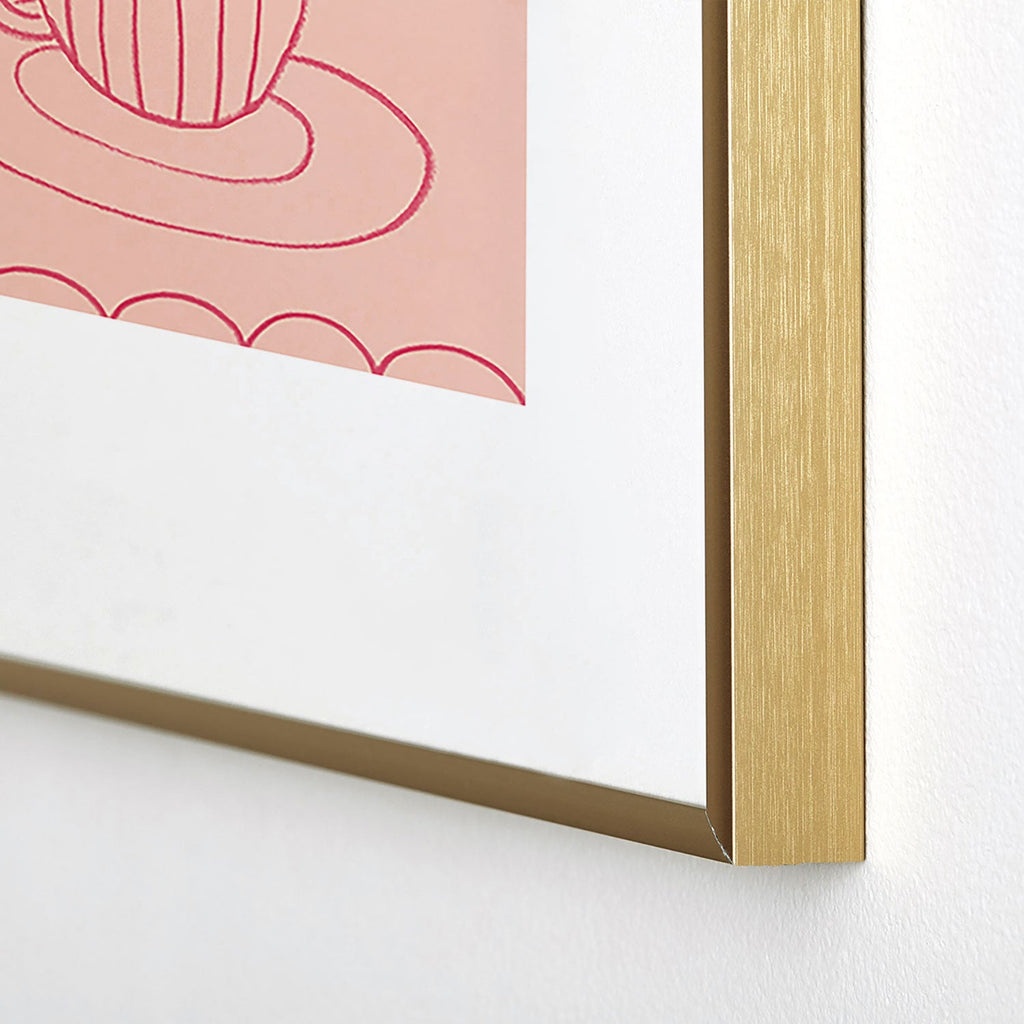 DENY Designs girl breakfast Metal Framed Art Print