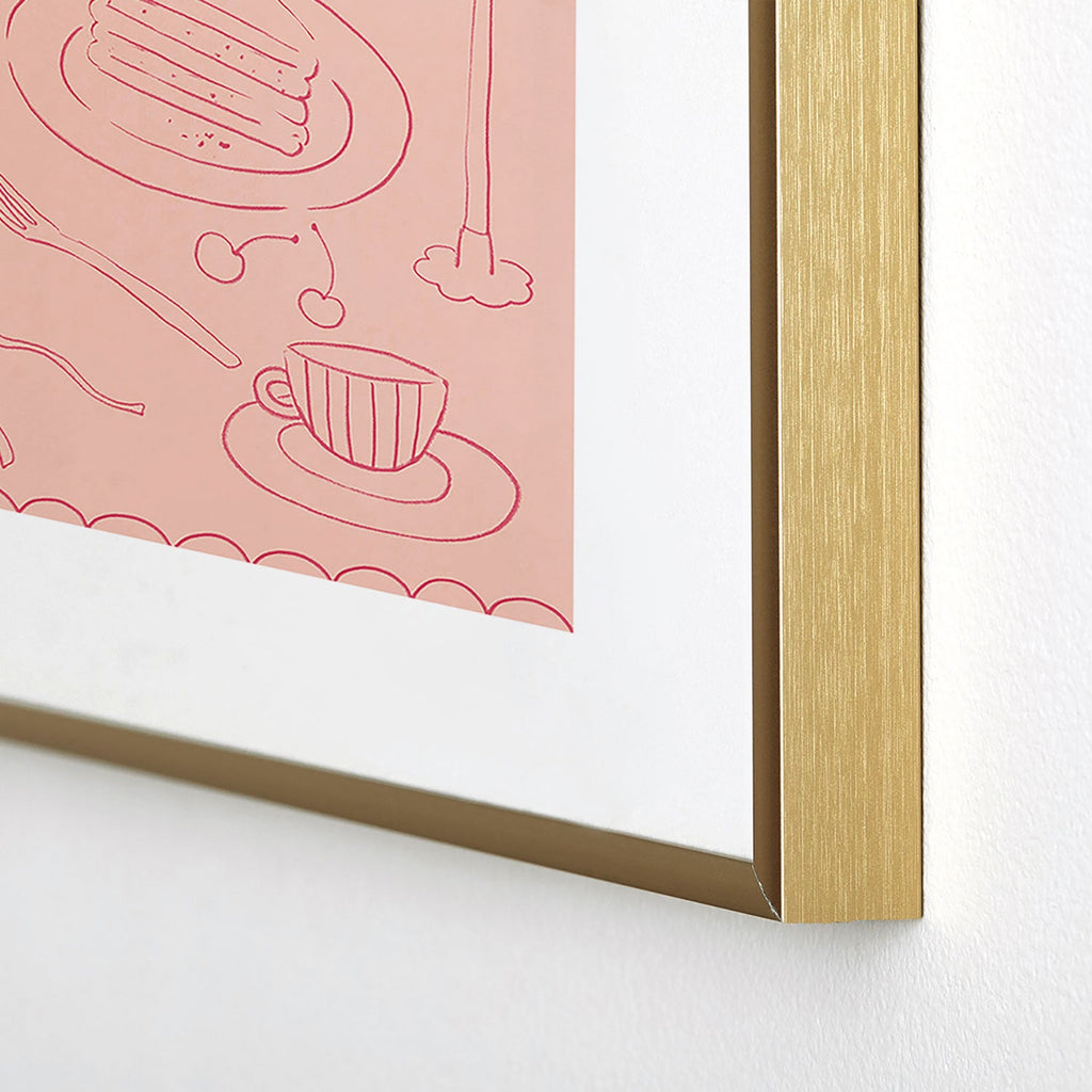 DENY Designs girl breakfast Metal Framed Art Print