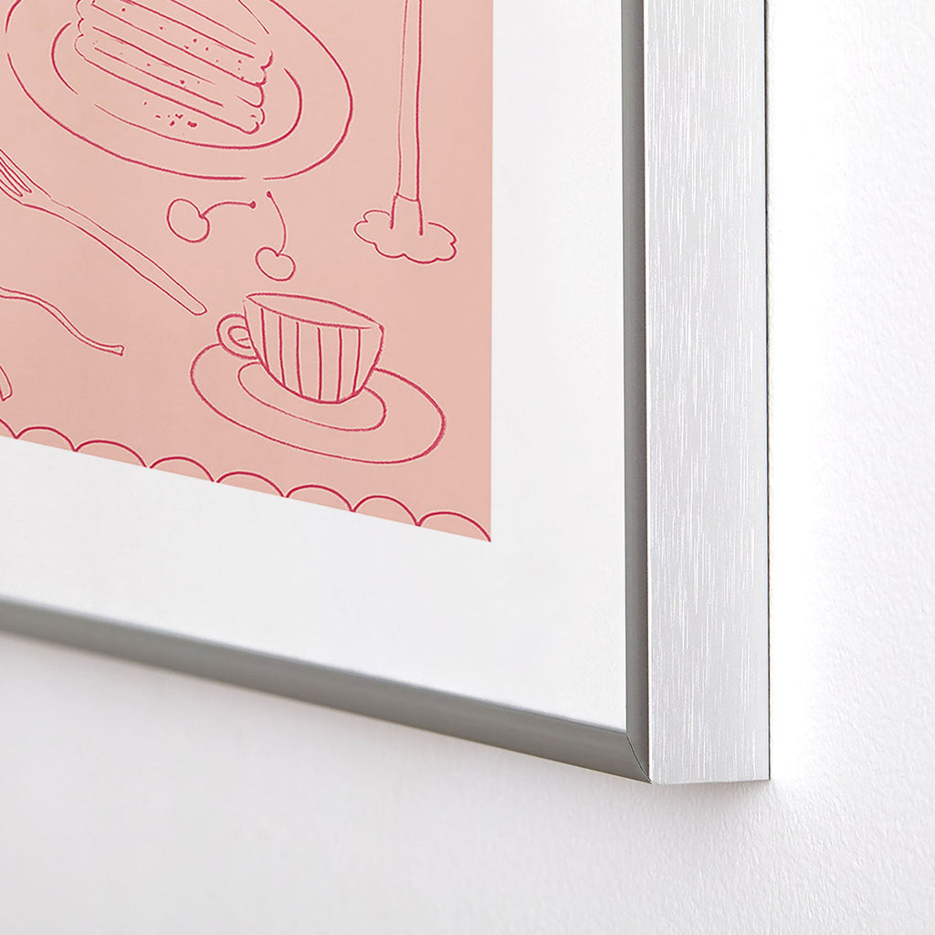 DENY Designs girl breakfast Metal Framed Art Print