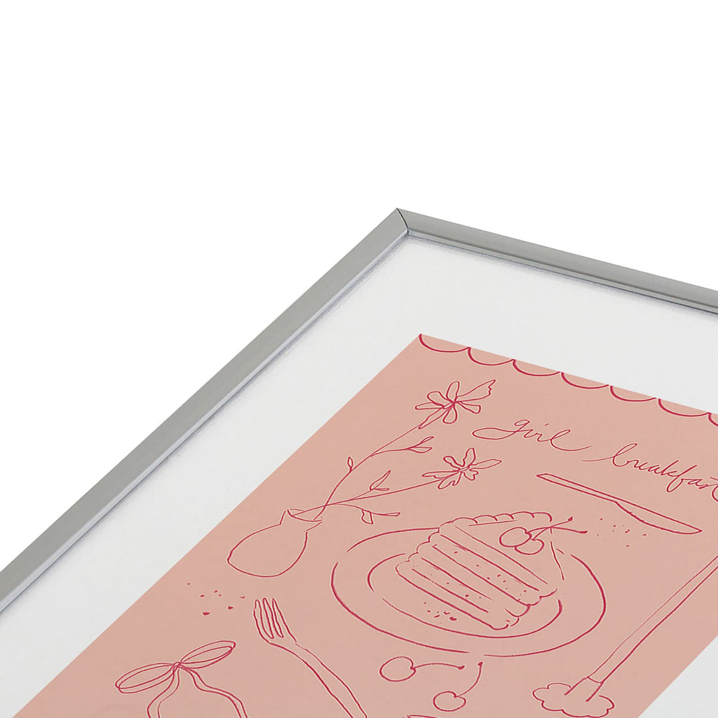 DENY Designs girl breakfast Metal Framed Art Print
