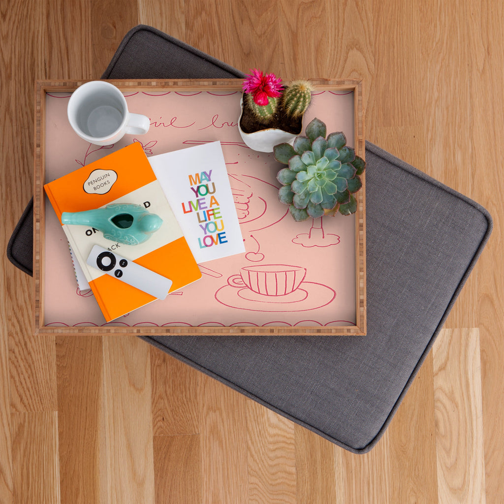 DENY Designs girl breakfast Rectangular Tray